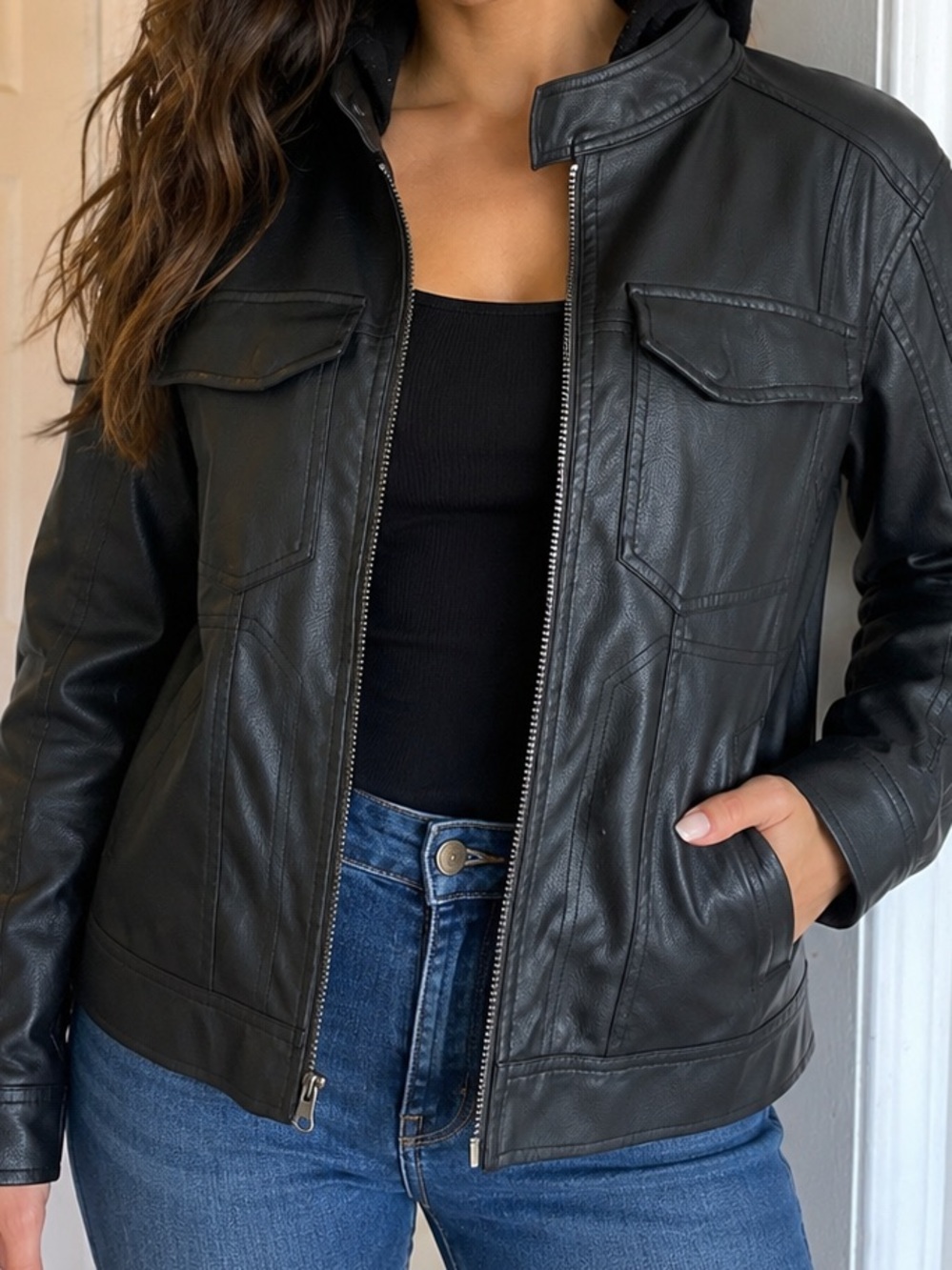 Youth Nevada Black faux Leather Jacket